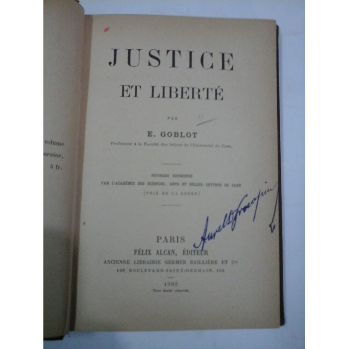 JUSTICE ET LIBERTE - E. GOBLOT JUSTICE ET LIBERTE - E. GOBLOT